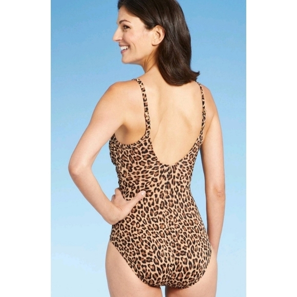 Aqua green Twist front over the shoulder One piece swimsuit Animal print Size S - Picture 2 of 10